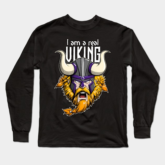 Angry Viking Head for Nordic Warrior Lovers Long Sleeve T-Shirt by Canache Shop